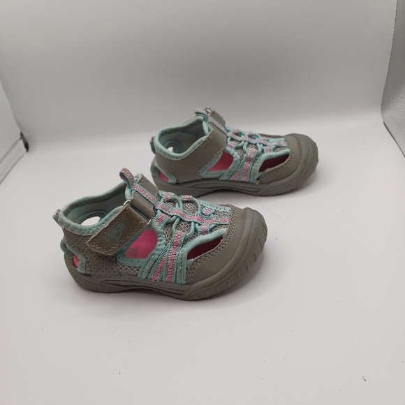 Oshkosh Jax 3 Girls Blue & Pink Hook And Loop Water/Hiking Sandals Toddler Sz 5 - Picture 3 of 10